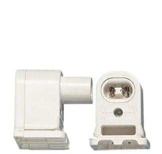 Two white electrical outlet adapters.