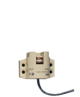 Beige electrical component with wires.