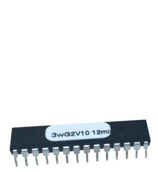 Black integrated circuit with pins.