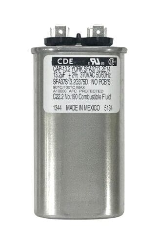 CDE 13.2uF capacitor, 370VAC, made in Mexico.