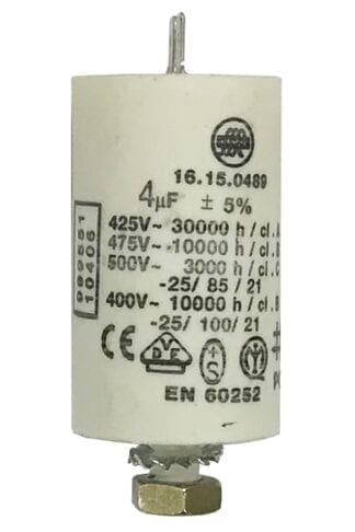 Ceramic capacitor with voltage and time ratings.