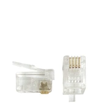 Two clear phone wire connectors.