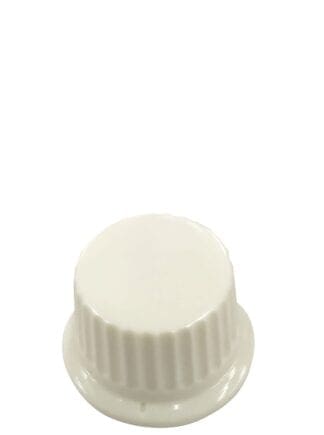 White plastic bottle cap with ridges.