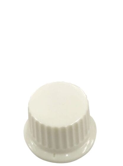 White plastic bottle cap with ridges.