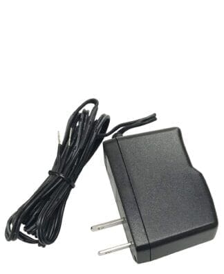 Black AC adapter with cord and plug.