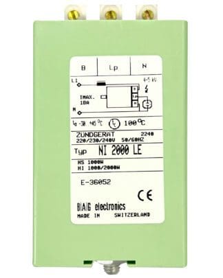 Green ignition device, NI 2000 LE, Switzerland.