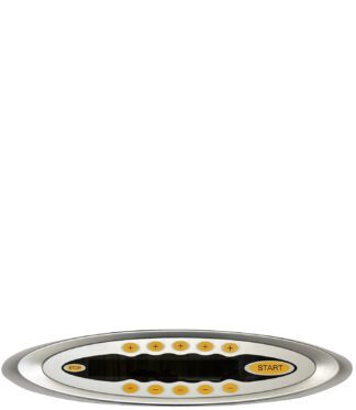 Silver control panel with buttons.