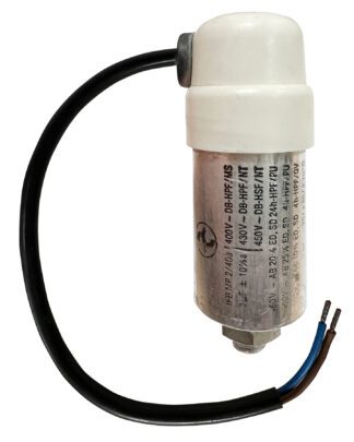 Electrical component with wires and label.