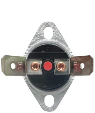 Silver thermostat with red button