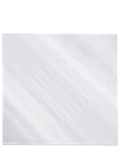 White background with a circle of lines.